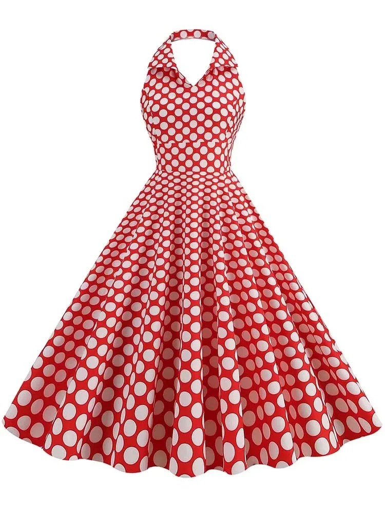 Retro Halter Party Midi Dresses