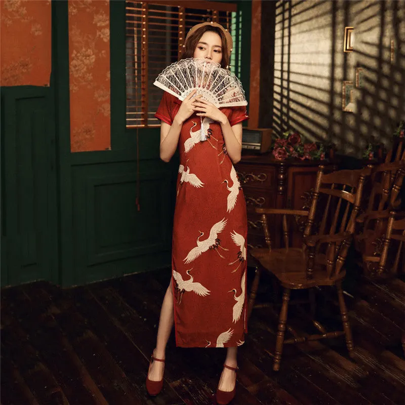 RETRO RED CHINESE STYLE CHEONGSAM DRESS UB3302