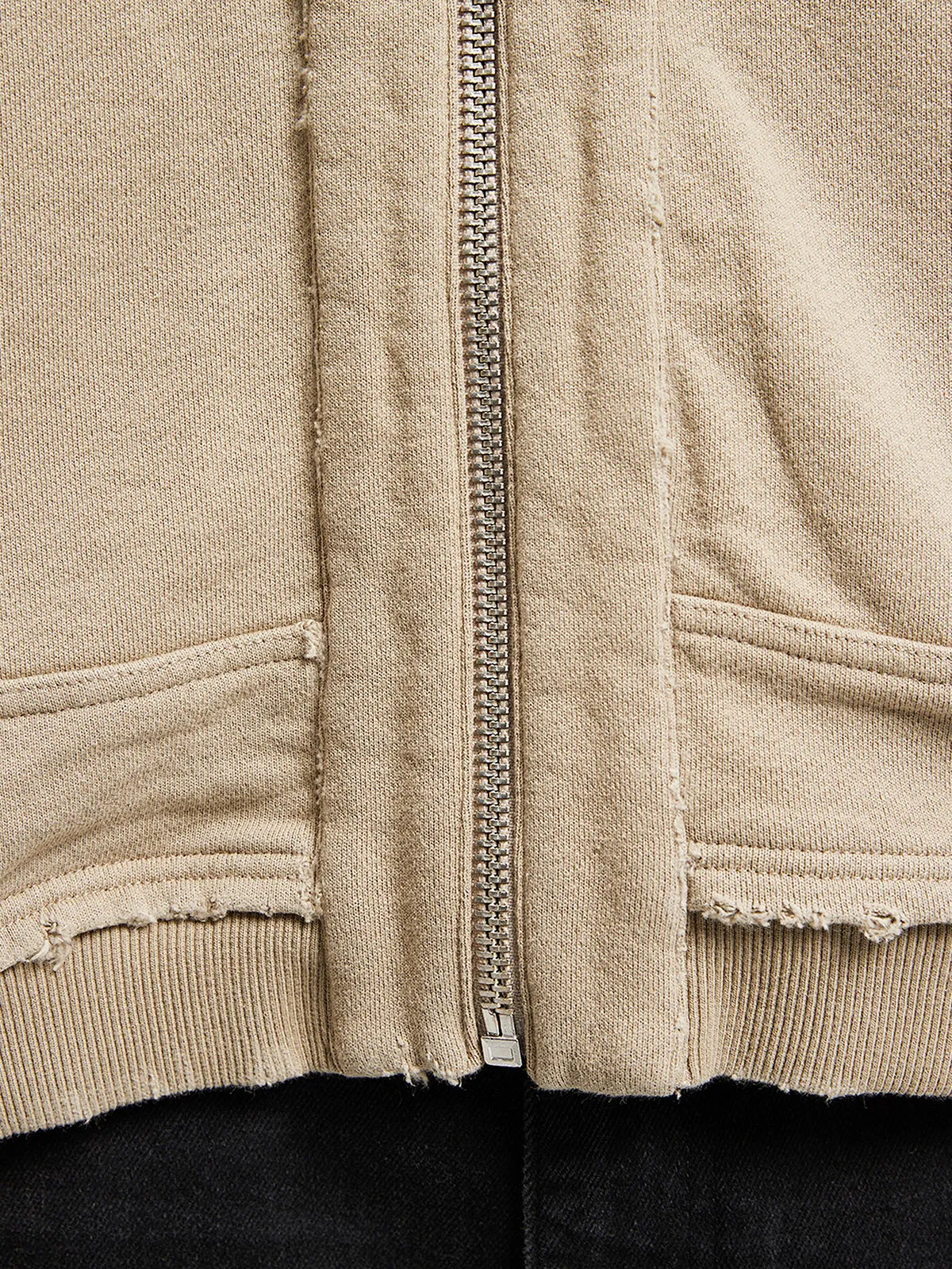 RIBBED ZIP-HOODIE - TAUPE