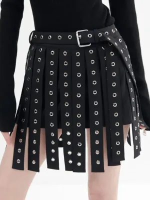 Rockin Eyelet Tie Buckle Belt A-Line Skirt