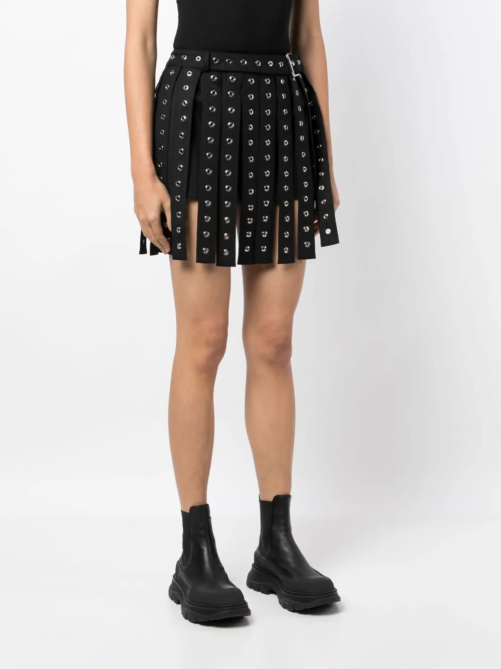 Rockin Eyelet Tie Buckle Belt A-Line Skirt
