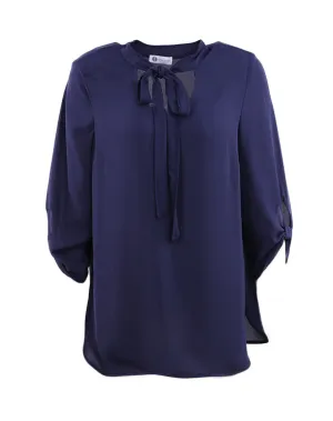 ROUND NECK NAVY BLOUSE