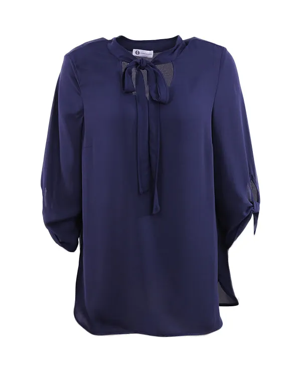 ROUND NECK NAVY BLOUSE