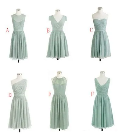 sage green bridesmaid dresses short chiffon mismatched cheap wedding guest dresses