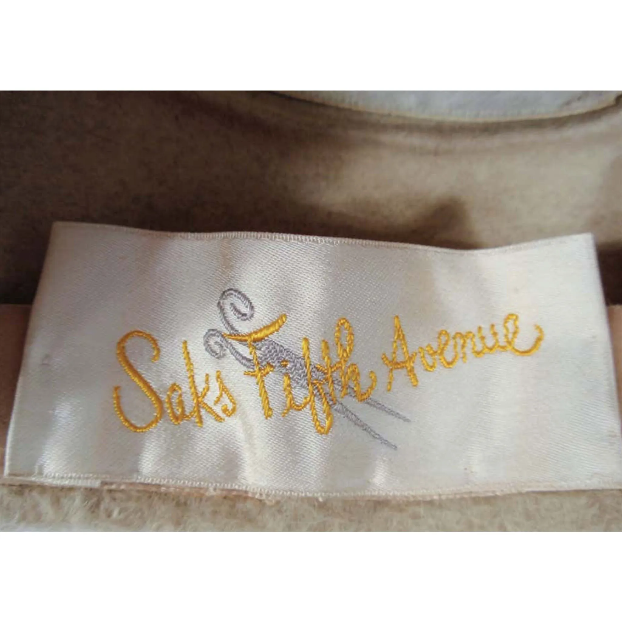 Saks 5th Ave licensed reproduction of a Jeanne Lanvin 1960s Beige Wool Fuzzy Turban Hat
