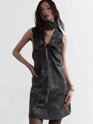 Sangee Vegan Leather Mini Dress by Marigold Shadows