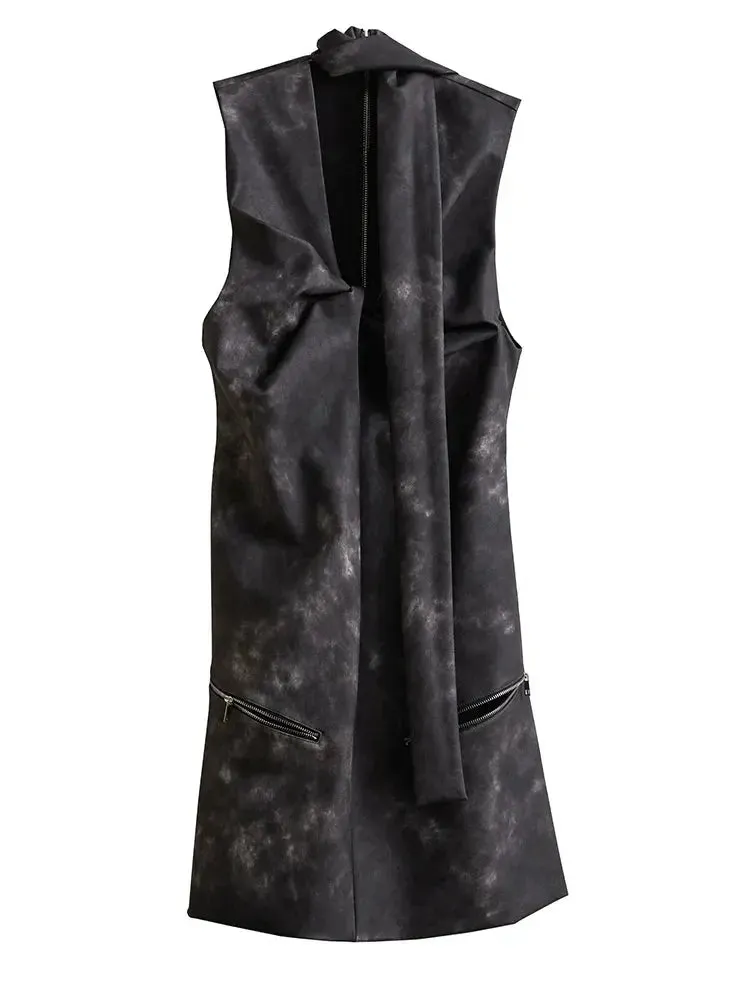 Sangee Vegan Leather Mini Dress by Marigold Shadows