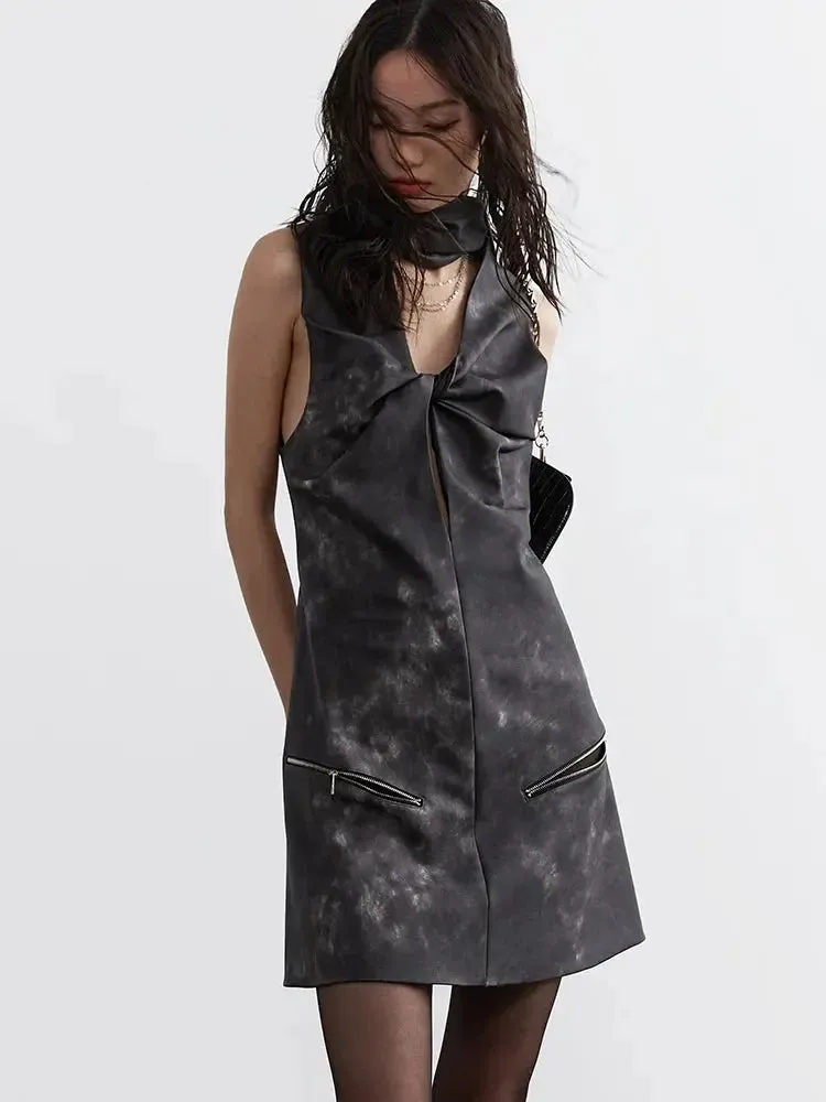 Sangee Vegan Leather Mini Dress by Marigold Shadows