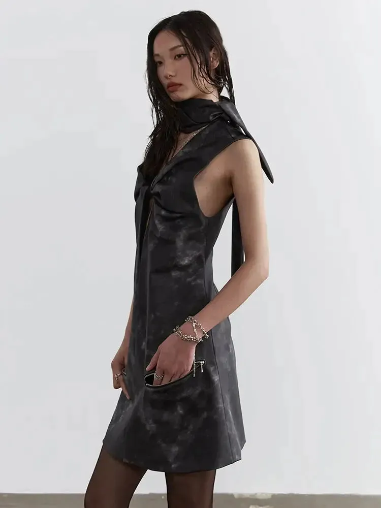 Sangee Vegan Leather Mini Dress by Marigold Shadows