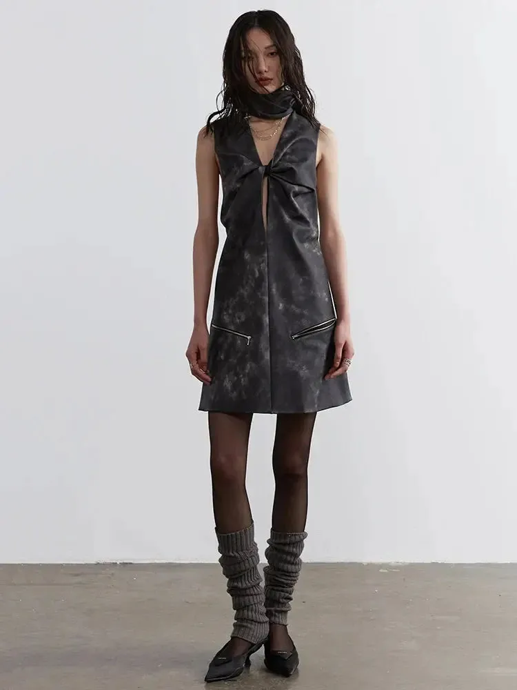 Sangee Vegan Leather Mini Dress by Marigold Shadows