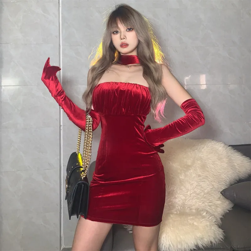 Sexy Halter Dress   Sleeves yc50122