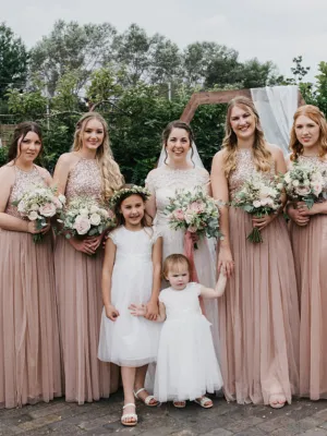 Sexy Halter Floor-length Sequin Tulle Cheap Bridesmaid Dresses,SFWG00357