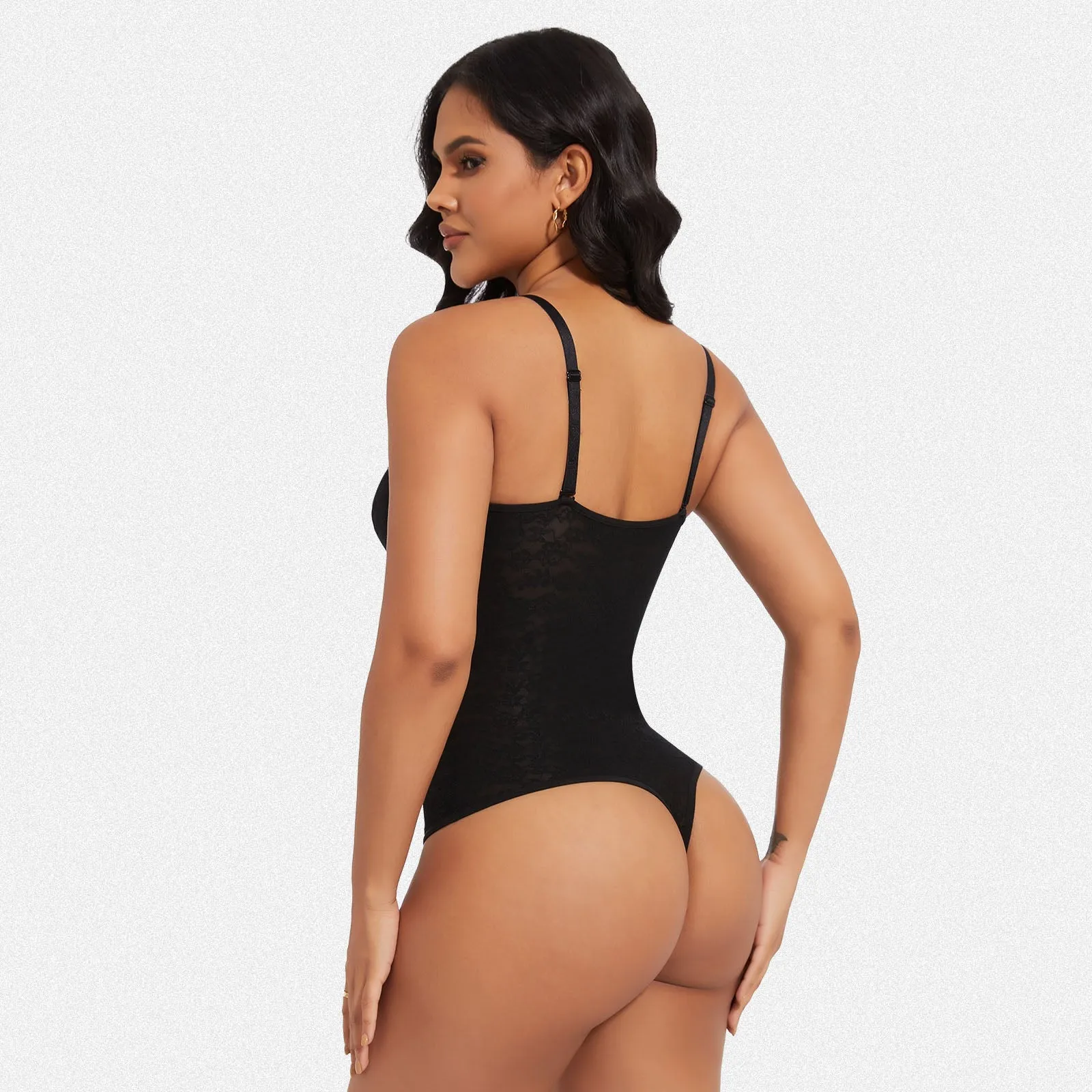 Shaperin Lace Bodysuit Deep V Shapewear Thong