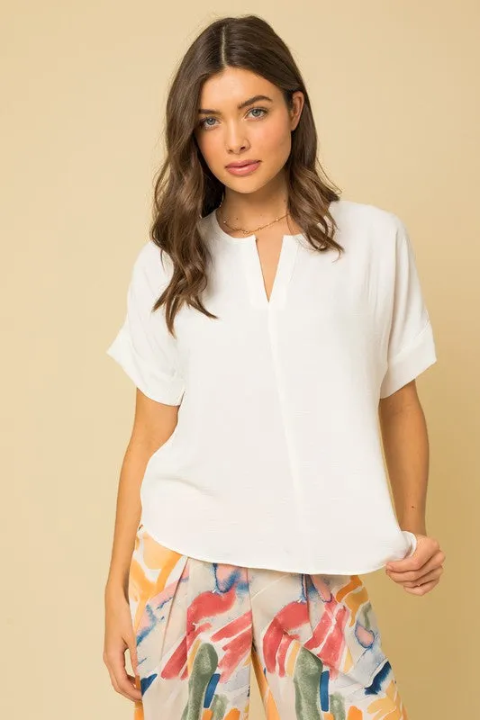 Short Sleeve V Neck Top, Various Colors- Gilli