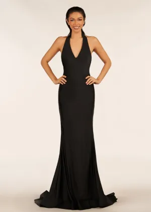 Simple Halter Backless Mermaid Long Prom Dresses