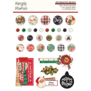 Simple Vintage Dear Santa - Decorative Brads - Simple Stories