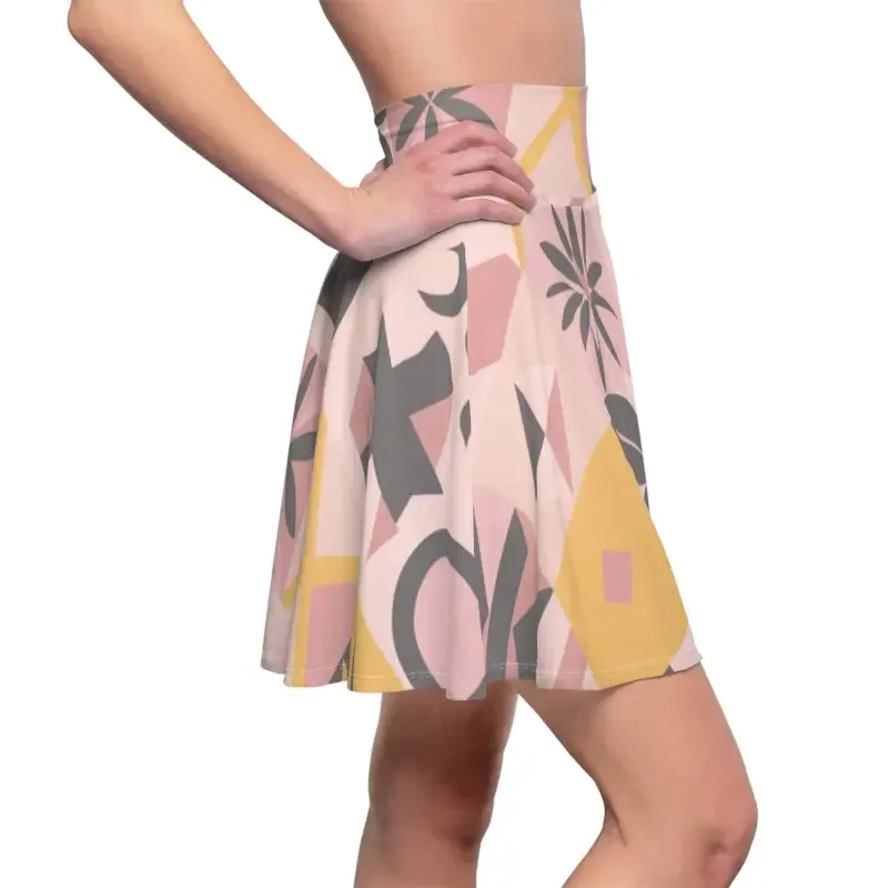 Skater Skirt in Pastel Colors Geometric Pattern