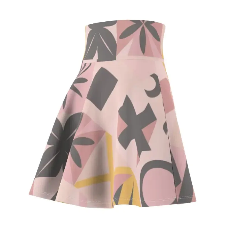 Skater Skirt in Pastel Colors Geometric Pattern