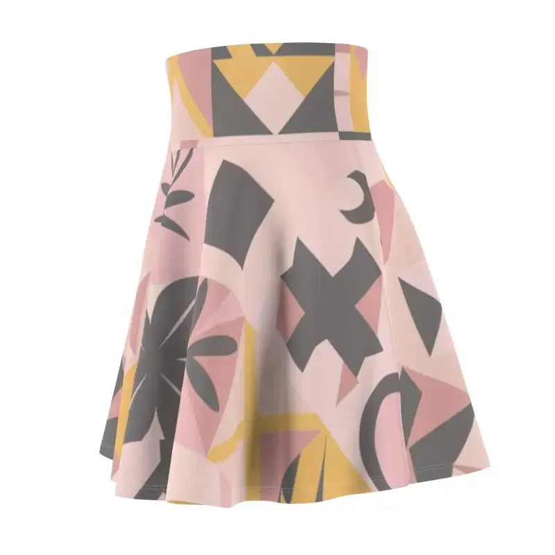 Skater Skirt in Pastel Colors Geometric Pattern
