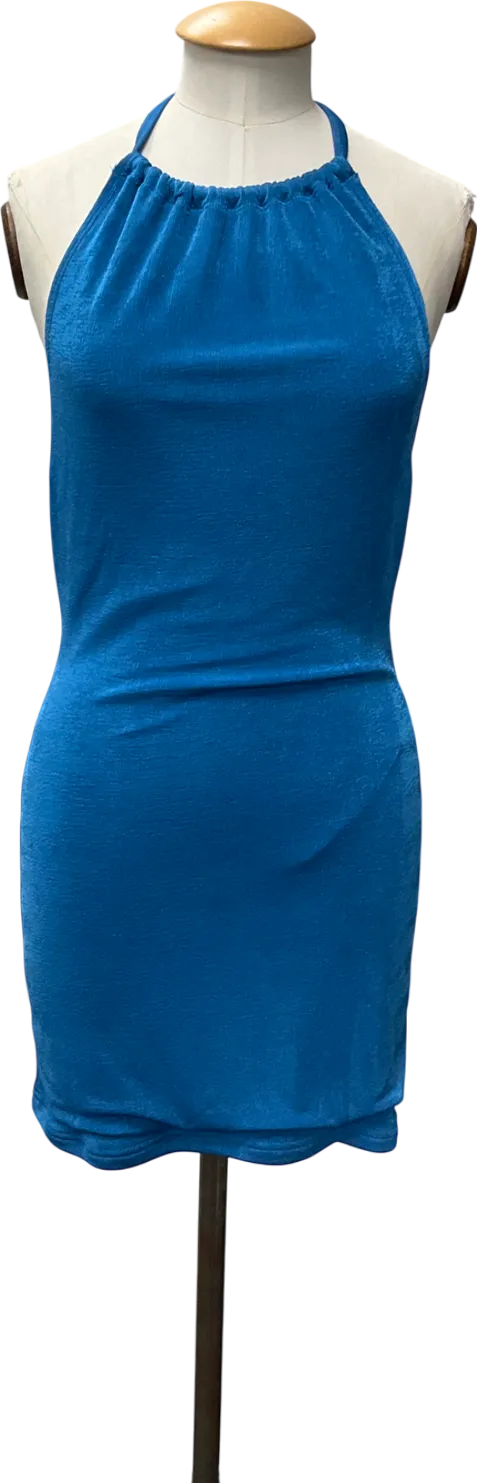 SLA the label Shimmer Blue Halter Neck Mini Dress UK M
