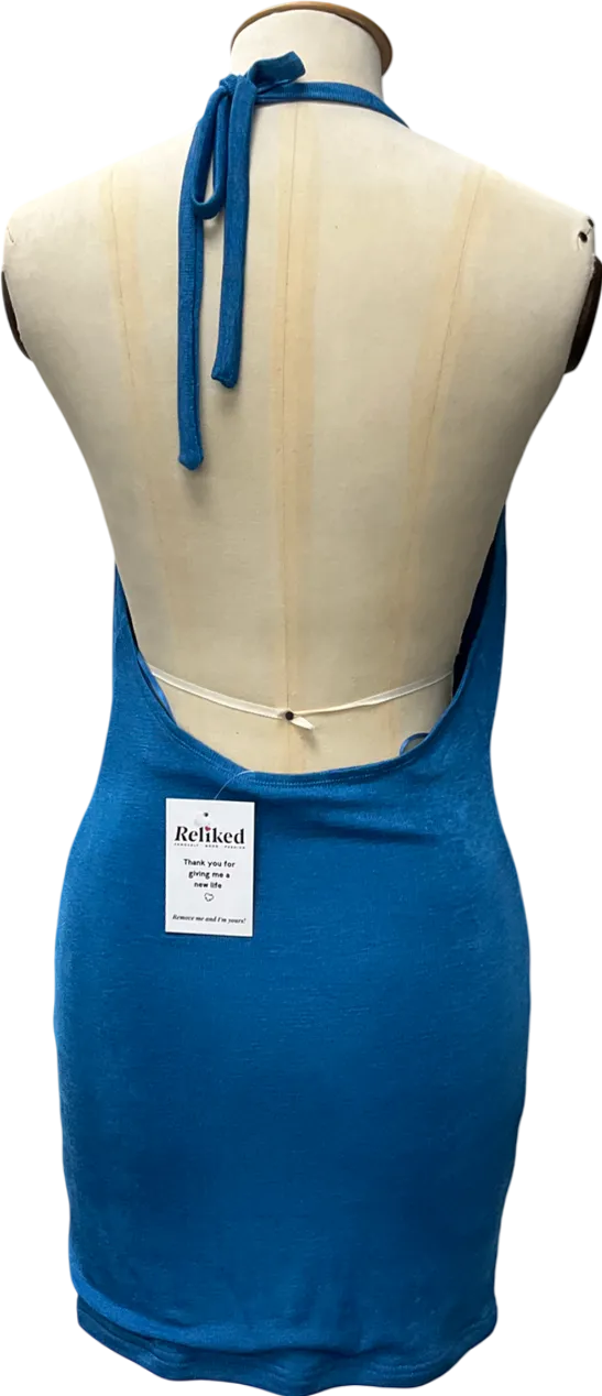 SLA the label Shimmer Blue Halter Neck Mini Dress UK M