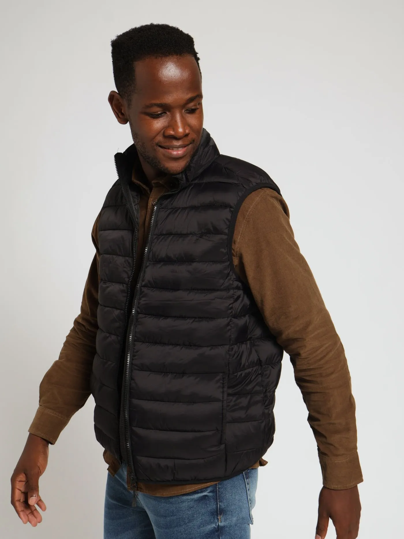 Sleeveless Puffer Jacket - Black