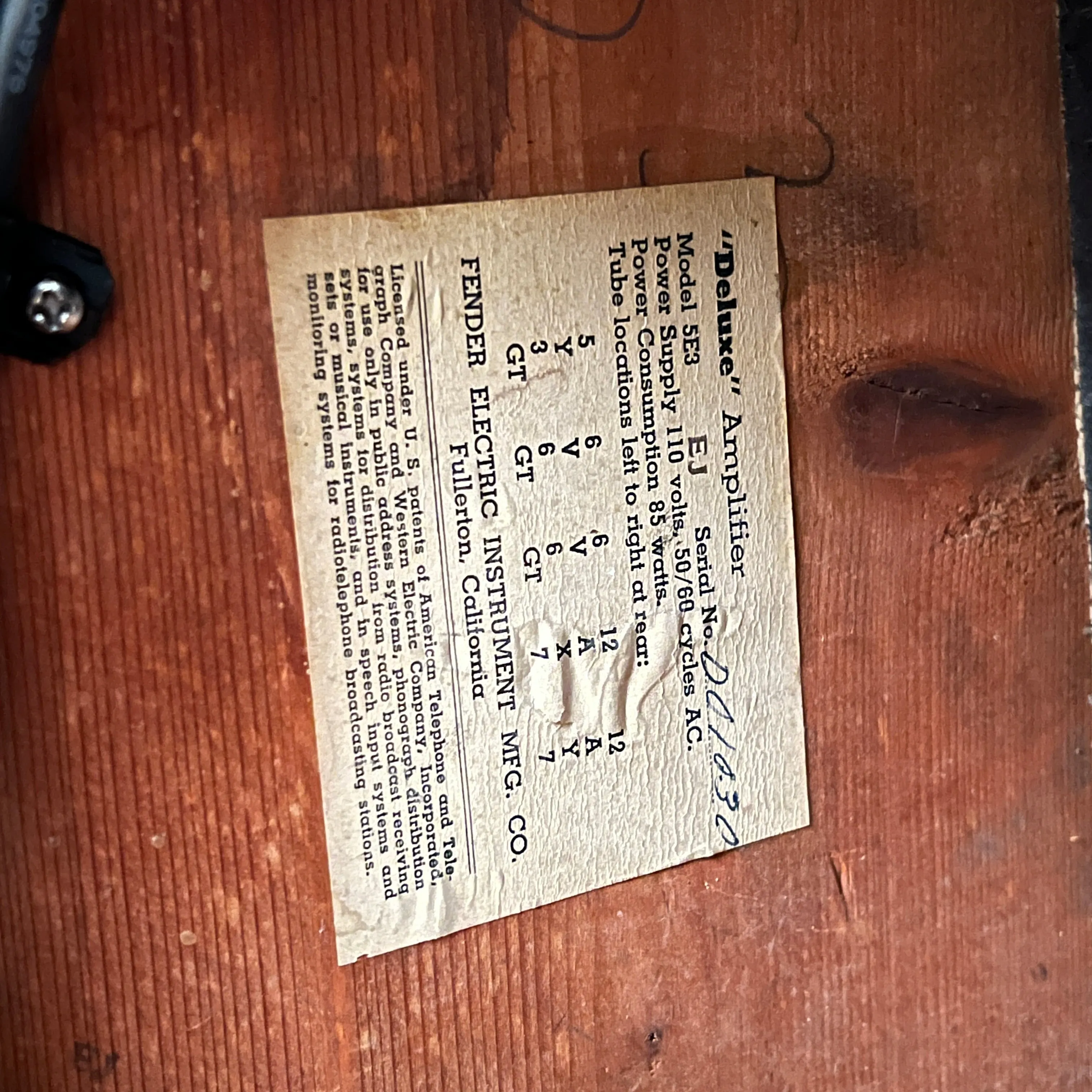 SOLD - Fender Deluxe Tweed 5E3 Small Box 1955
