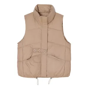Solid Color Windproof Puffer Vest with Drawstring Hem