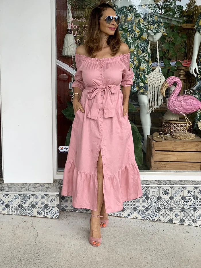 Sophie Off the Shoulder Dress - Blush