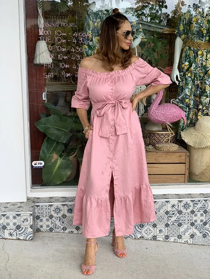 Sophie Off the Shoulder Dress - Blush