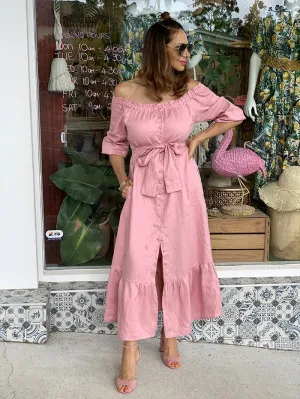 Sophie Off the Shoulder Dress - Blush