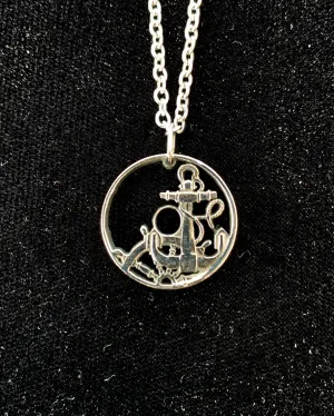 Spain - Cut Coin Pendant with Anchor