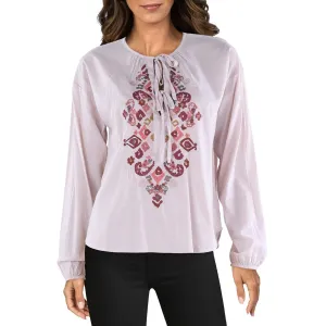 Splendid Womens Embroidered Cotton Peasant Top