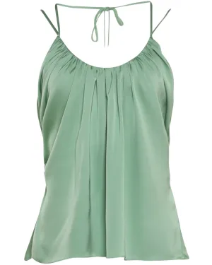 Spring Green Charmeuse Maison U Neck Blouse