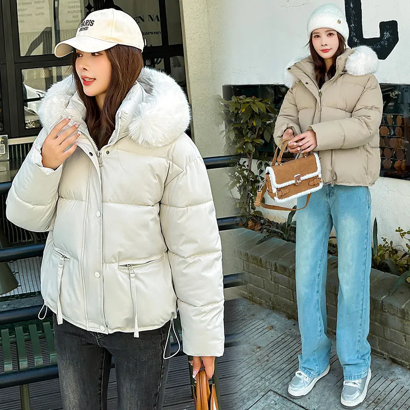 Stain-resistant Quilted Puffer Jacket for Women with Zip-up and Elastic Hem