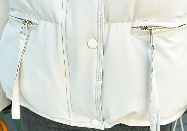 Stain-resistant Quilted Puffer Jacket for Women with Zip-up and Elastic Hem