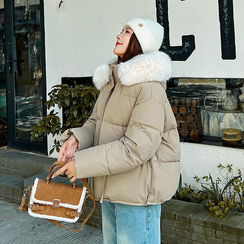 Stain-resistant Quilted Puffer Jacket for Women with Zip-up and Elastic Hem