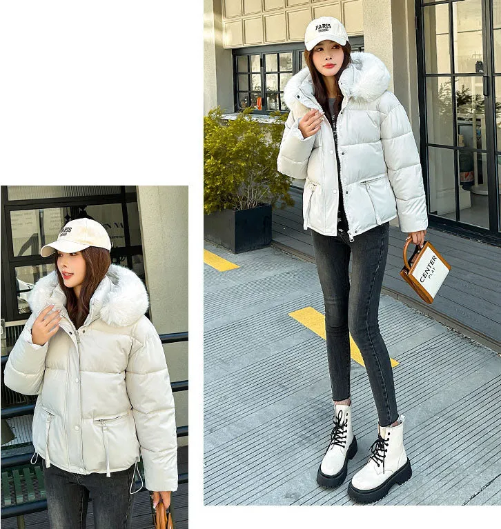 Stain-resistant Quilted Puffer Jacket for Women with Zip-up and Elastic Hem