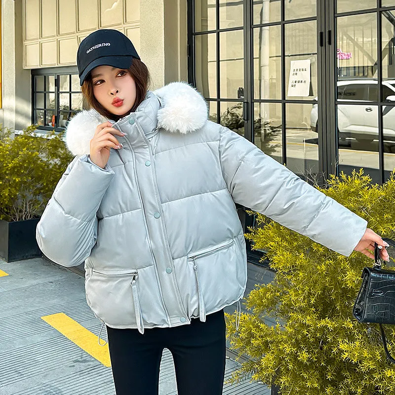 Stain-resistant Quilted Puffer Jacket for Women with Zip-up and Elastic Hem