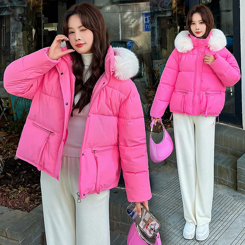 Stain-resistant Quilted Puffer Jacket for Women with Zip-up and Elastic Hem