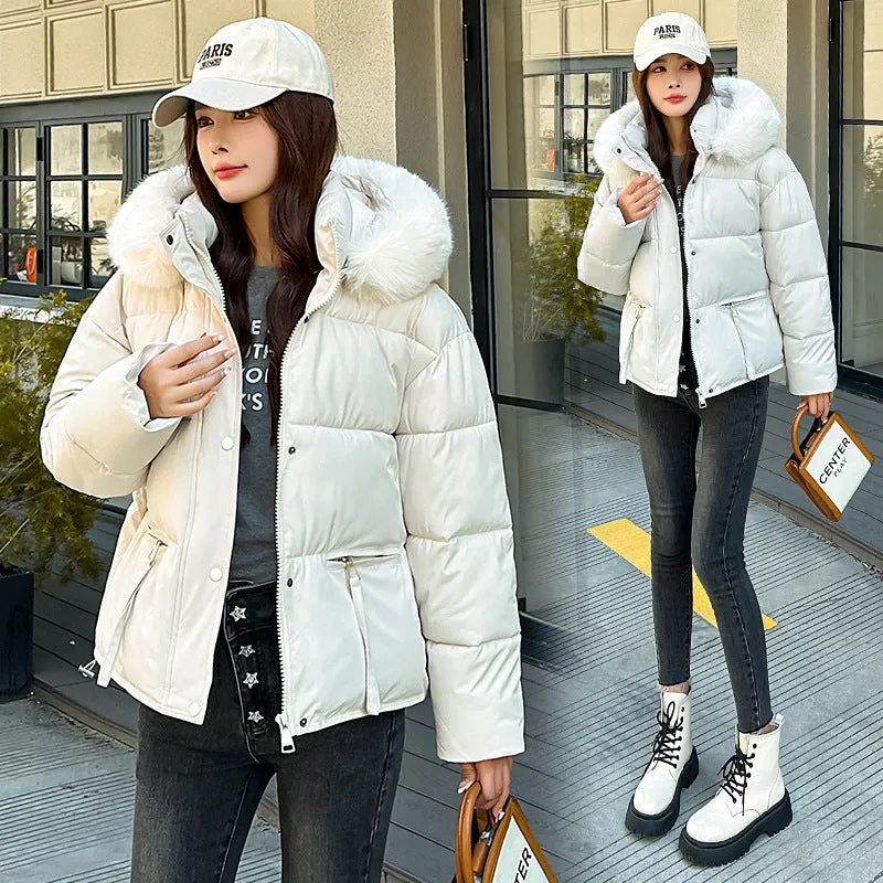 Stain-resistant Quilted Puffer Jacket for Women with Zip-up and Elastic Hem