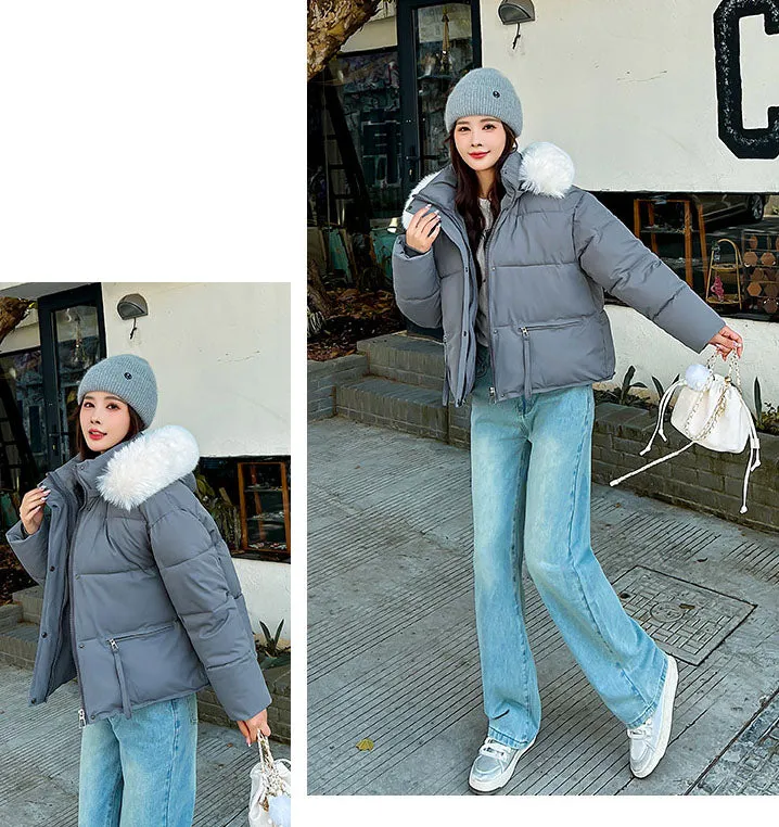 Stain-resistant Quilted Puffer Jacket for Women with Zip-up and Elastic Hem