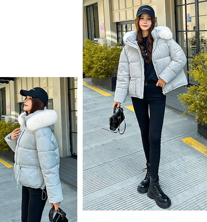 Stain-resistant Quilted Puffer Jacket for Women with Zip-up and Elastic Hem