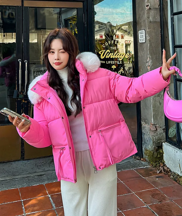 Stain-resistant Quilted Puffer Jacket for Women with Zip-up and Elastic Hem