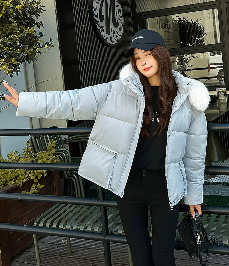 Stain-resistant Quilted Puffer Jacket for Women with Zip-up and Elastic Hem