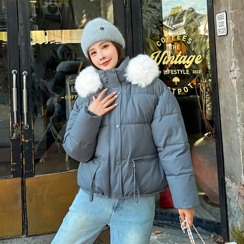 Stain-resistant Quilted Puffer Jacket for Women with Zip-up and Elastic Hem