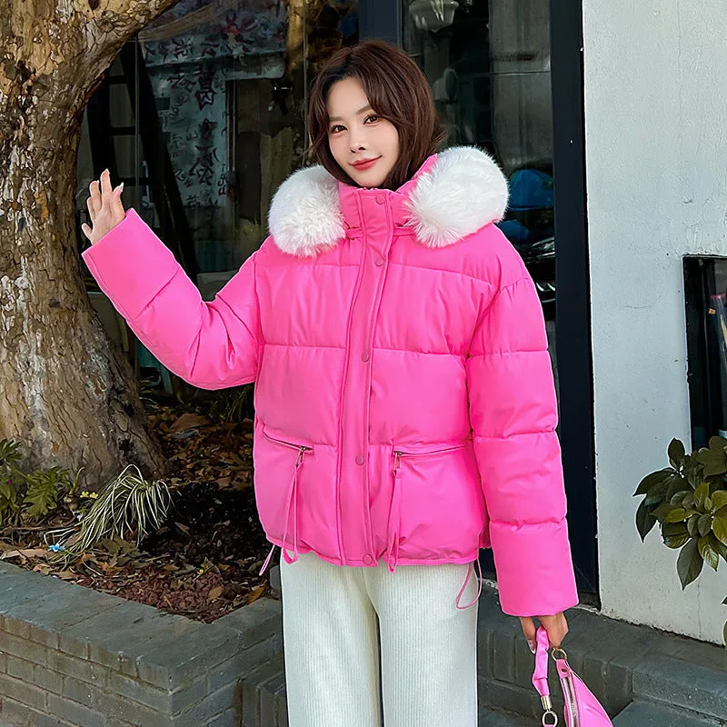 Stain-resistant Quilted Puffer Jacket for Women with Zip-up and Elastic Hem