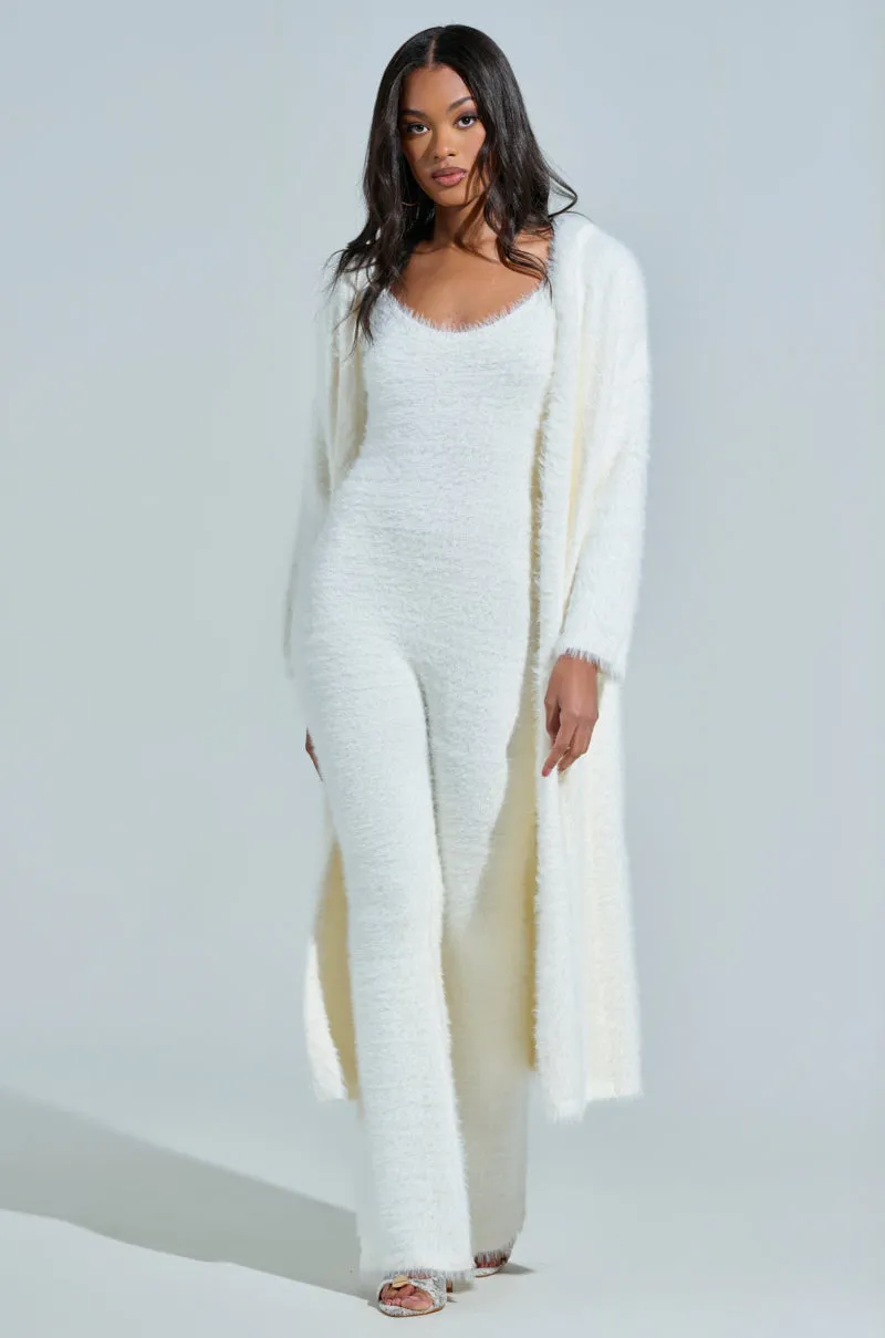 STAYING IN FUZZY KNIT CARDIGAN