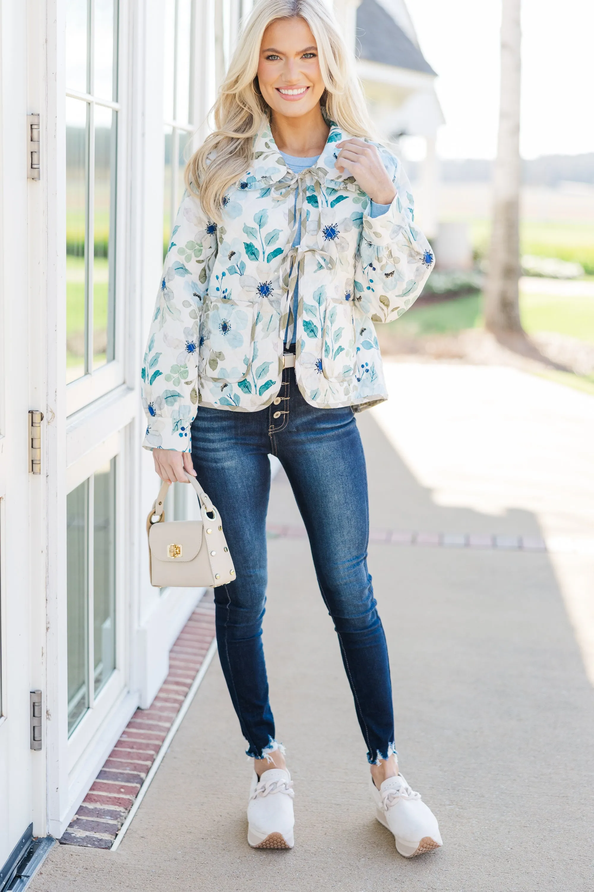 Step Up Blue Floral Quilted Jacket