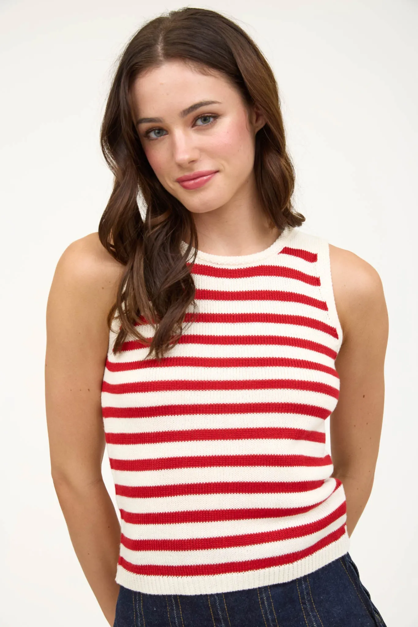 STRIPE SWEATER CROPPED TANK TOP